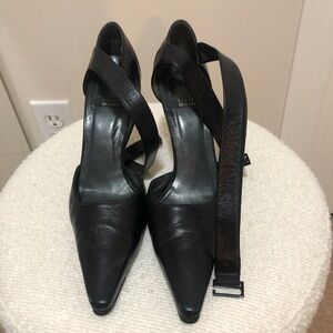 Stuart Weitzman black strappy ankle heels